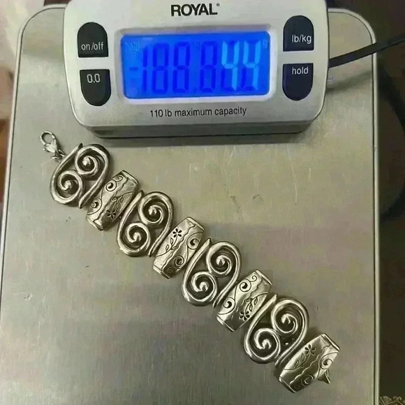 Vintage Brighton Silver Tone Etched Bracelet Adjustable Length 6.5-7.5" - Picture 6 of 9